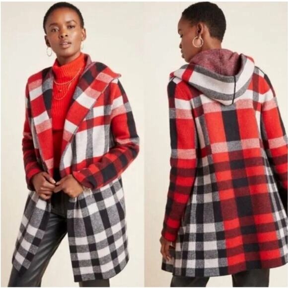 Field Flower Cressida Wool Plaid Coat Sweater XS - Picture 1 of 8